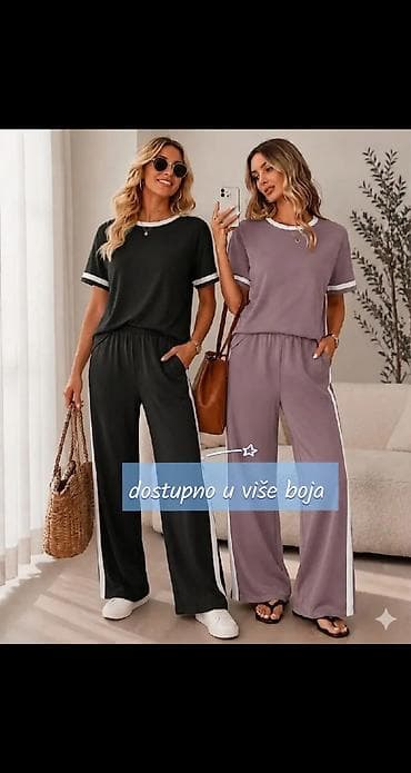 habibi u prirodi: Damski komplet za svakodnevni stil – majica + široke pantalone — 5