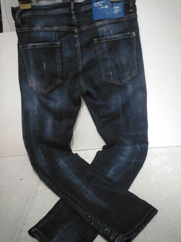 leprsave pantalone: Teksas, Normalan struk, Ravne nogavice — 2