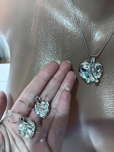 Setovi nakita: Set nakita – ogrlica i minđuše u obliku srca - Elegantna ogrlica sa — 2
