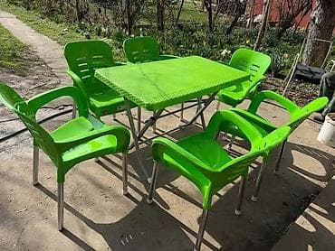 beli retro namestaj: Vrtni set: sto + 6 stolica - Komplet sadrži pravougaoni sto i šest — 3