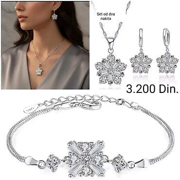 van cleef ogrlica cena: Posrebreni set nakita sa žigom S925 – srebrni sjaj sa motivom pahulje — 1
