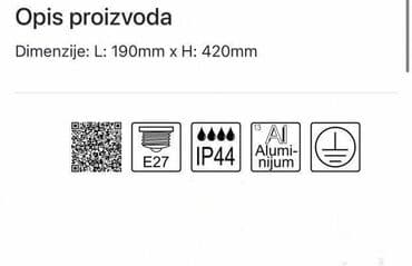 Baštenska rasveta: Šifra: 617721 Šifra: 617720 Brend: MITEA Lighting Artikal: Zidna lampa — 3