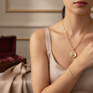 muske ogrlice sa krstom: Set: Ogrlica, Materijal: Zlato — 1