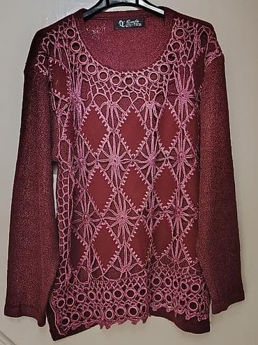 blondy kosulje: Ženska bluza sa dugim rukavima u bordo nijansi. Prednji deo je ukrašen — 1