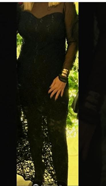 Haljine: Elegantna crna večernja haljina sa čipkom - Kroj: uska silueta koja — 1