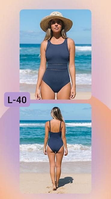 bluza bershka s: Jednodelni ženski kupaći kostim – veličina L (40) - Boja: tamno plava — 1