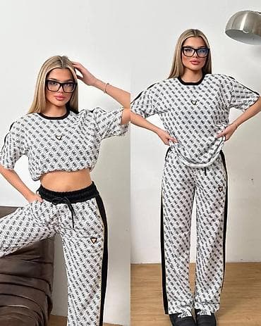 p. s. moda srbija: Damski komplet trenerke – majica kratkih rukava i ravne pantalone - — 4