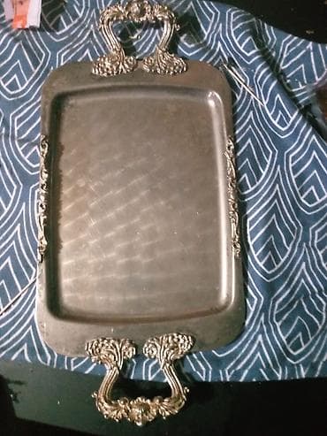 bardak za rakiju: Set ukrasnih poslužavnika – filigranski okrugli tanjiri i pravougaona — 3