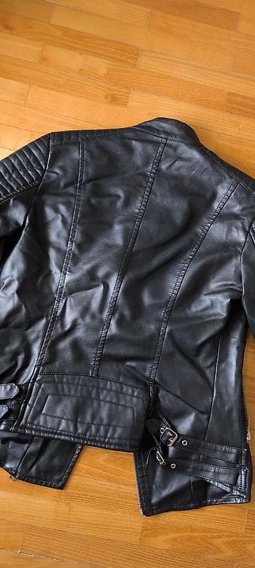 tn crne cena: Ženska moto/rock kožna jakna J&J, veličina M - Materijal: crna — 6