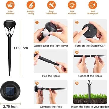 noćna lampa na dodir: Solarna led lampa za dekoraciju dvorista brzo i lako za ugradnju — 6