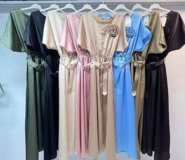 Haljine: Haljina maxi duga sa pojasom i cvetnim detaljem.Leprsava,siroka A — 2