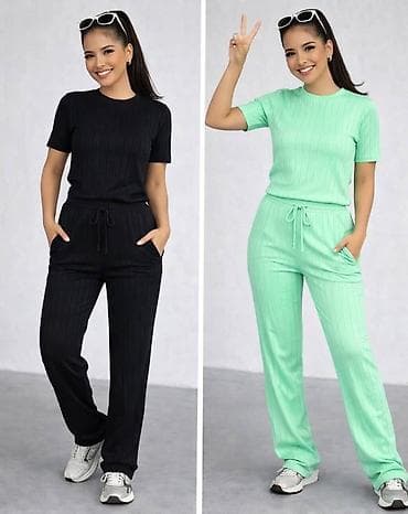 Dvodelni ženski komplet - Materijal: meka, rastegljiva rebrasta