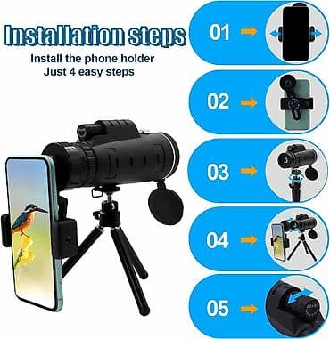 aparat za ciscenje visanja: Monokular Teleskop za snimanje mobilnim 40×60 1500m/9500m Vodootporan — 2