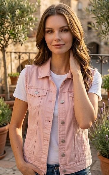 tommy hilfiger jakne type 1: Ženska teksas prsluk – svetloroze - Kroj: klasični bez rukava, sa — 1