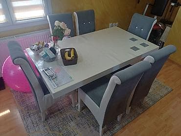 stolice za odmor: Trpezarijski set – sto sa 6 stolica - Moderan pravougaoni sto u — 2