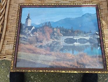 lusteri za deciju sobu ikea: Zidna umetnička fotografija – pejzaž sa crkvom, kamenom mostom i — 1