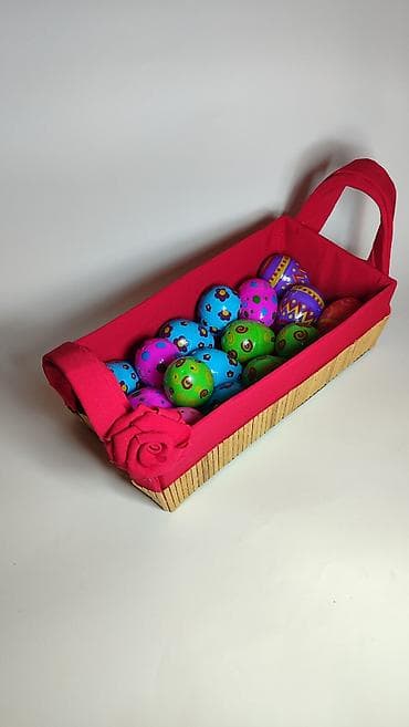 Rasveta: Dekorativna korpica sa ručkama i ukrasnom ružom - Pravougaona korpica — 5