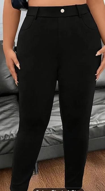 Crne ženske pantalone sa visokim strukom i uskim nogavicama (skinny