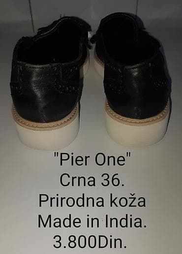 patike na platformu 36: PIER ONE ženske mokasine - Materijal: prirodna koža (crna) - — 4