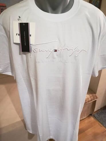 trikotazne pantalone: Nova muska markirana majica Tommy Hilfiger u velikom broju 4XL Bela — 4