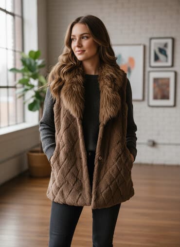 kapa sesir: M, Faux fur, color - Brown — 1