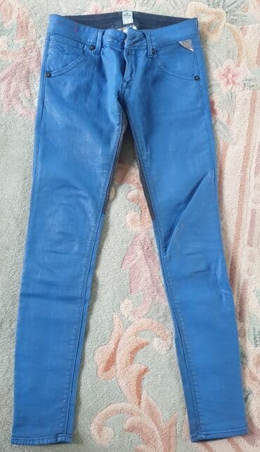 pantalone od vestacke koze: Replay skinny jeans waxed, voskirane farmerke, original. Plava boja — 12