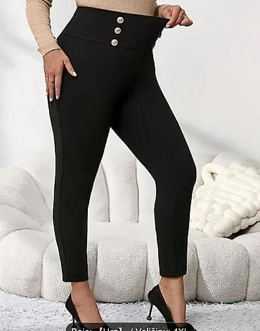 ugg baletanke: Crne ženske pantalone sa visokim strukom – model sa dugmićima - Kroj — 5