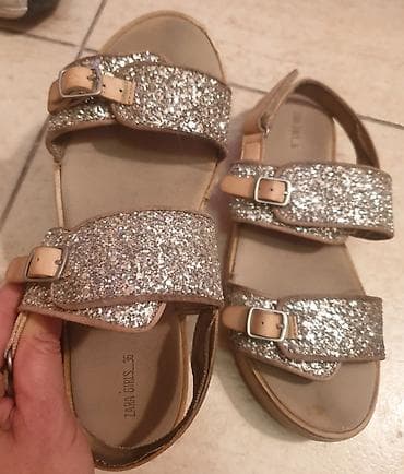 naušnice srebrne: ZARA girls 36 broj baletanke za devojcice, srebrne sa šljokicama i — 1