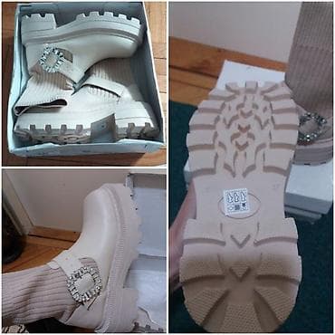 Trainers: Ženske čizme – bež/ekru nijansa, chunky platforma - Model: poluduboke — 4