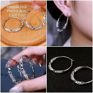 swarovski nakit: Elegantne minđuše alke – hirurški čelik - Materijal: hirurški čelik — 3