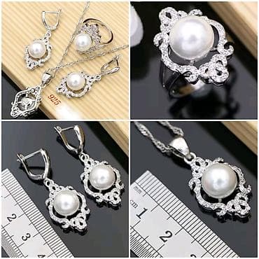 cartier prsten cena: Posrebreni set nakita 925 – biseri i cirkoni - Komplet: ogrlica sa — 3