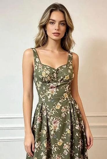 Haljine: Ženska midi haljina s cvetnim printom - Kroj: midi dužina do ispod — 4