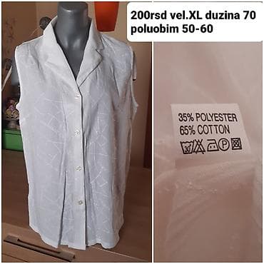 prsten cena: Bezrukavna bela košulja/bluza na kopčanje - Veličina: XL - Dužina: 70 — 1