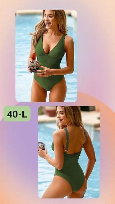 Jednodelni ženski kupaći kostim – maslinasto zelena boja - Model sa