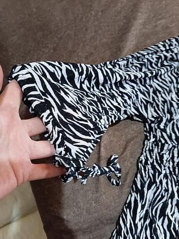 haljine sa elastinom: Zebra set: bluza + torbica sa printom - Bluza sa crno-belim zebra — 2