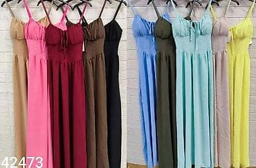 haljine od frotira: Haljina na bretele duga maxi. - Romantičan kroj sa uskim,strukiranim — 5