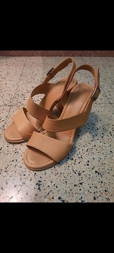 sandale na prst: Ženske sandale sa blok potpeticom - Boja: svetlo bež/karamel - — 3