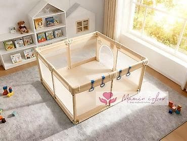 deciji kreveti 180x90: Ogradica za bebe JOY bež boja – 127×127 cm Praktična i bezbedna — 1
