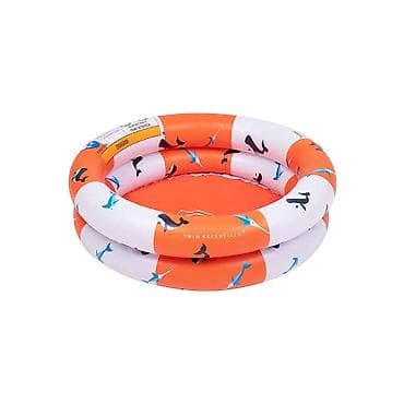 paviljon za bazen: Swim Essentials dečiji bazen 60 cm – narandžasto-bele pruge sa morskim — 1