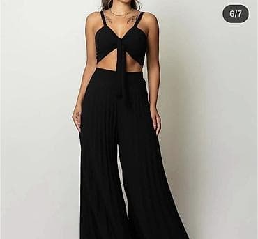 crop top sako: Komplet – plisirane široke pantalone i crop top na bretele. - Gornji — 4
