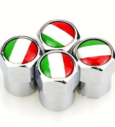 Auto delovi: Set metalnih kapica za ventile guma – italijanska zastava (4 kom) - — 2