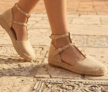 zenska obuca broj 42: Bež espadrile sa kaiševima i nitnama - Model: ženske espadrile sa — 1