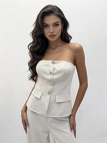 Rolke: 🔥Ženski komplet top bez bretela sa dugmadima i pantalone 
✅2500 din — 6