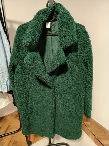 kompleti za devojke: Zeleni „teddy“ kaput od bukle flisa. - Boja: tamnozelena - Kroj: duži — 1