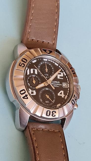 bež boja: Lorus muški hronograf – 100 m - Model: Lorus Chronograph (mehanizam — 10