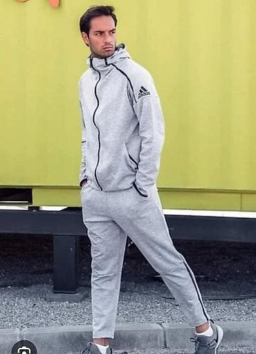 Komplet, L, Adidas, bоја - Siva, Pamuk