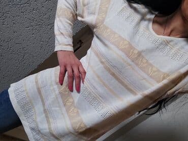 Women's Sweaters, Cardigans: Dzemper tunika C&A, belo nude oker, S/M — 5
