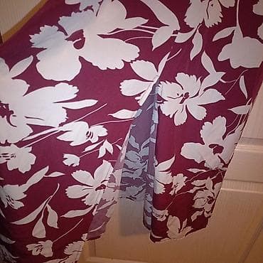 bekkin clothing: Duga cvetna haljina sa preklopom i kratkim širokim rukavima. Bordo — 2