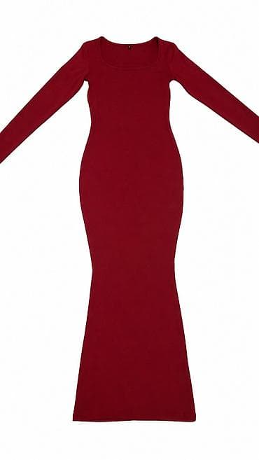 sexy haljine: Kao SKIMS duga-maxi haljina NOVA burgundy-bordo Viralna sexy duga — 3