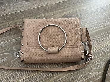 Handbags: Ženska torbica preko ramena – bež/nūd boja, pleteni (basket-weave) — 2